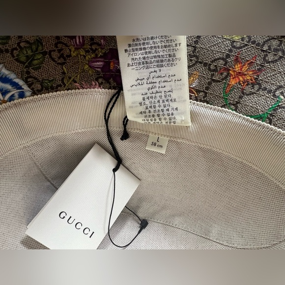 New GUCCI GG canvas Supreme Monogram Flora Bucket Hat size L - Picture 8 of 11